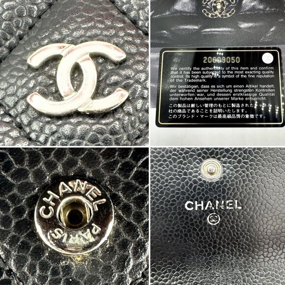 Authentic CHANEL CC Classic Caviar Flap Wallet Chain Shoulder Crossbody Black - Picture 4 of 13